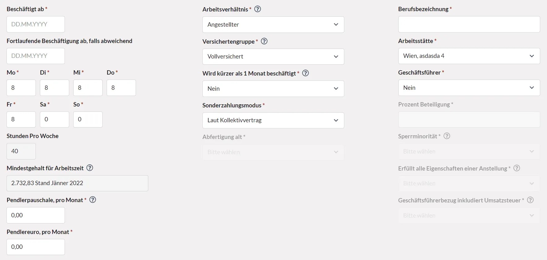 Dienstverhältnis in Lohnbot anlegen