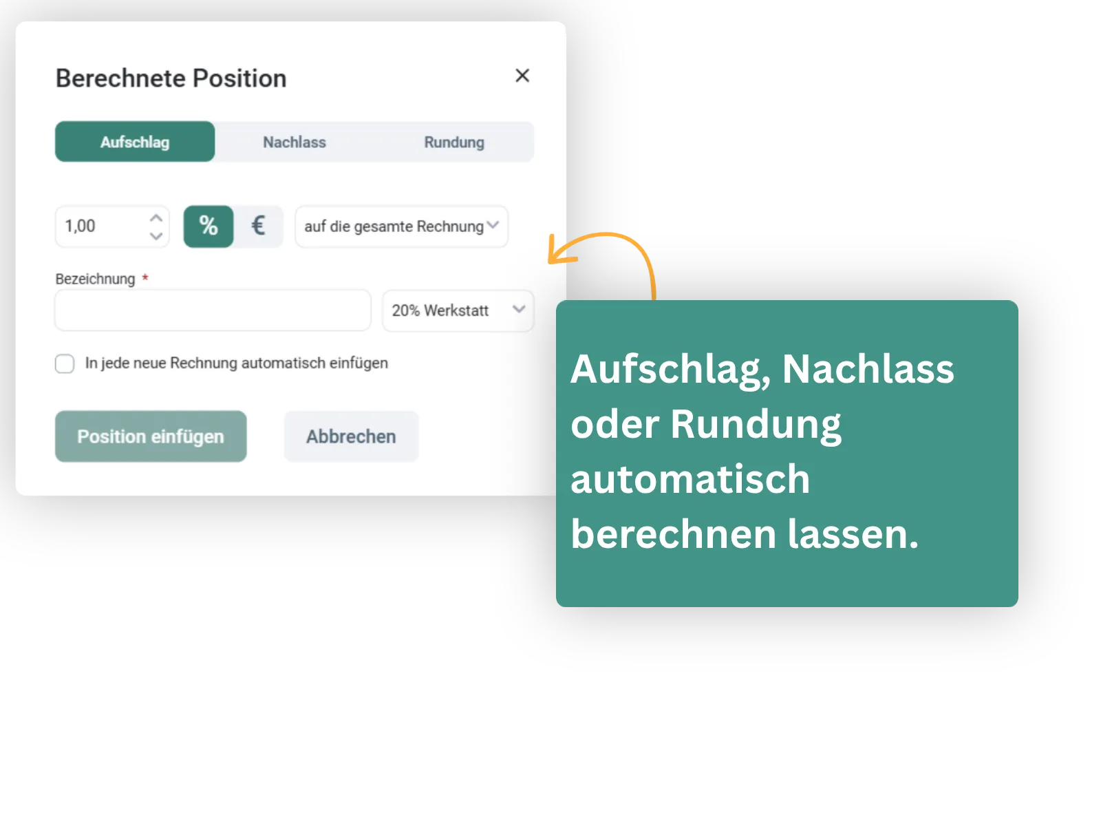 Aufschlag, Nachlass oder Rundung mit einem Klick automatisch berechnen