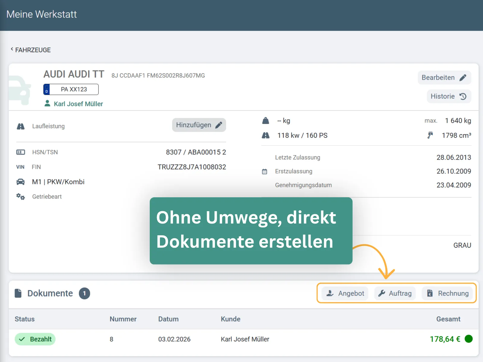 Angebot, Auftrag oder Rechnung mit einem Klick direkt aus dem Kundenstamm erstellen
